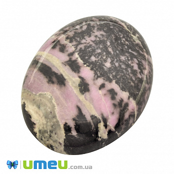 Кабошон нат. камінь Родоніт, Овал, 40,3 х30,3 мм (KAB-050550)