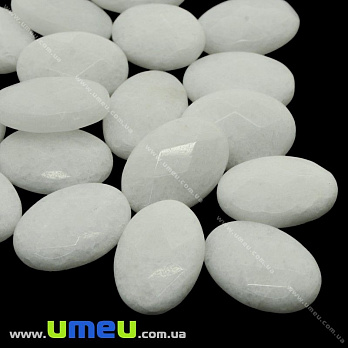 Кабошон нат. камінь двосторонній Нефрит білий, Овал, 18х13 мм (KAB-020603)