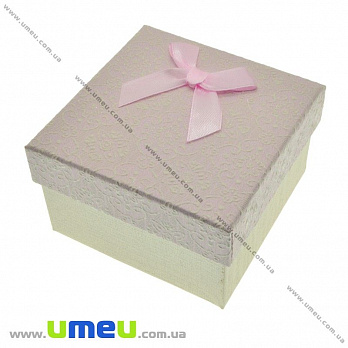 Подарочная коробочка Квадратная с узором, 8,5х8,5х5,5 см, Розовая, 1 шт (UPK-023101)