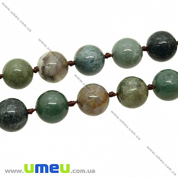 Бусина натуральный камень Агат моховый, 12 мм, Круглая, 1 шт (BUS-023719)