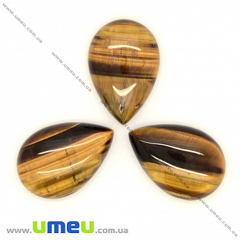 Кабошон нат. камінь Тигрове око, Крапля, 21х15 мм (KAB-003089)