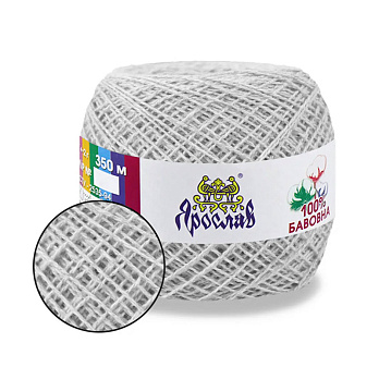 Пряжа Ярослав Бавовна 14/2, 50 г, 350 м, Серая светлая 205 (YAR-058974)