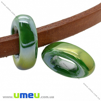 Бусина Regaliz (Licorice) керамическая, 28х9х16 мм, Зеленая, 1 шт (BUS-010537)