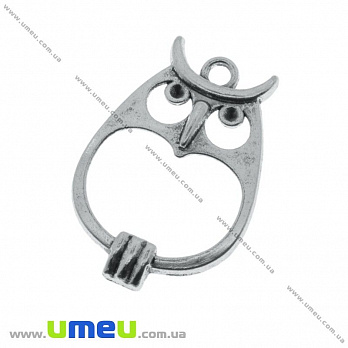 [Архів] Підвіска металева Сова, Античне срібло, 34х24 мм (POD-003334)