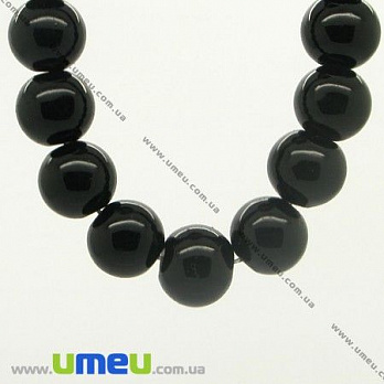 [Архів] Намистина скляна пофарбована, 10 мм, Кругла, Чорна (BUS-003508)