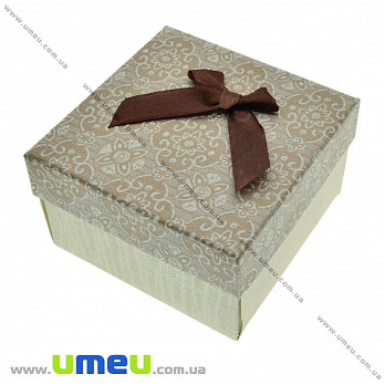 Подарочная коробочка Квадратная с узором, 8,5х8,5х5,5 см, Коричневая, 1 шт (UPK-023100)