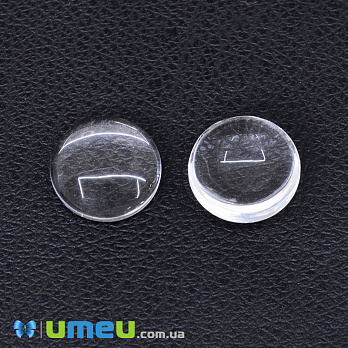 Кабошон стеклянный Линза круглая, 10 мм, Прозрачный, 1 шт (KAB-003690)