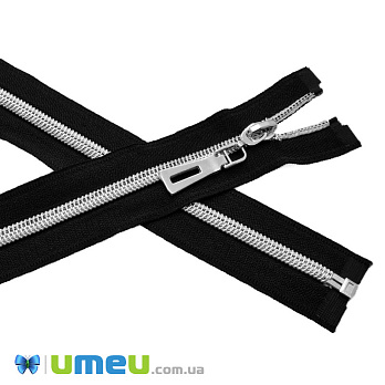 Блискавка спіральна роз'ємна Сільвер, 85 см, Тип 7, Чорна, Срібло (ZIP-060490)