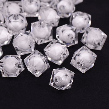 Намистини акрилові, Куб гранований, 12х11 мм, Білі (BUS-056154)