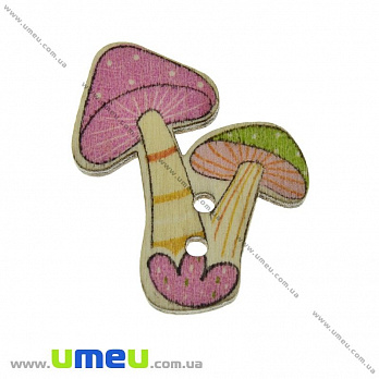 Декоративний пришивний елемент Грибочки, 32х27 мм, Рожевий (DIF-021278)