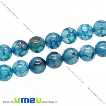 [Архів] Намистина натуральний камінь Агат Вени дракона блакитний, 6 мм, Кругла (BUS-021638)