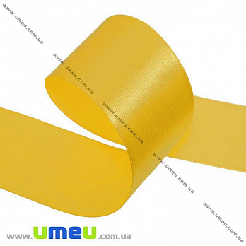 Атласная лента, 100 мм, Желтая, 1 м (LEN-014164)