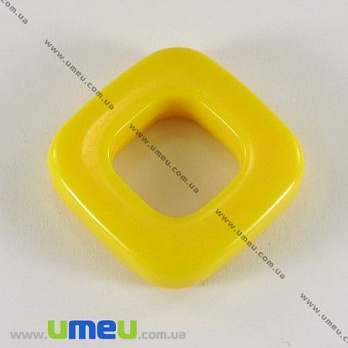 [Архів] Намистина пластикова Ромб, 29х29 мм, Ромб, Жовта (BUS-000880)