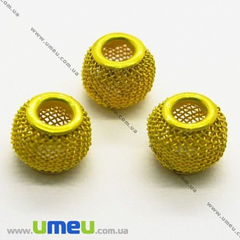 [Архів] Намистина мет. сітчаста, 12х10 мм, Жовта (BUS-004181)