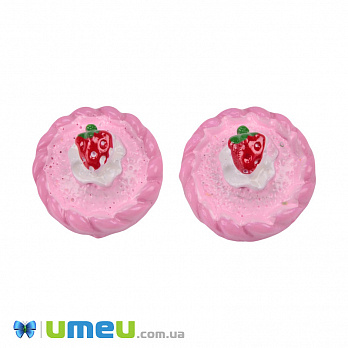 Кабошон із полімерної глини, Тортик, 17 мм, Рожевий (DIF-050836)