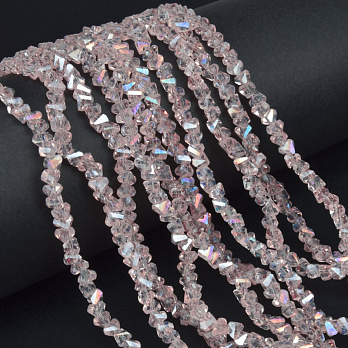 Бусины стеклянные скол (крошка), 4 мм, Розовые (BUS-060940)