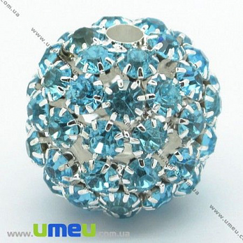 [Архів] Намистина Шамбала, 26 мм, Метал, Срібло, Блакитна (BUS-004091)