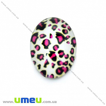 Кабошон скляний з принтом Плямистий, 25х18 мм, Овал (KAB-013701)