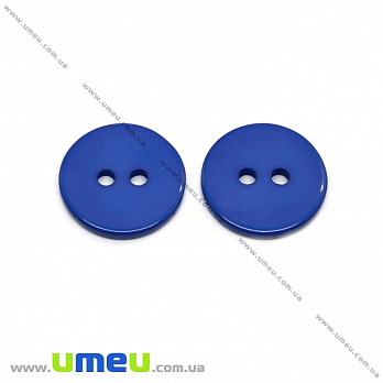Пуговица пластиковая Круглая, 15 мм, Синяя, 1 шт (PUG-013006)