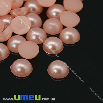 Полубусіна пластикова Перли, 6 мм, Кругла, Персикова (KAB-011811)
