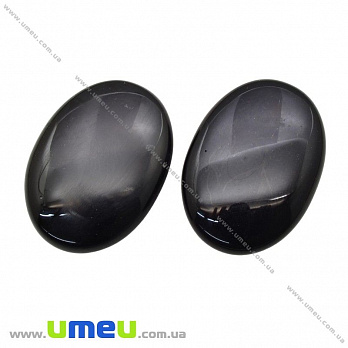 Кабошон нат. камінь Обсідіан чорний, Овал, 29х21 мм (KAB-028849)