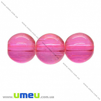 Бусина стеклянная окрашенная прозрачная, 8 мм, Розовая яркая, Круглая, 1 шт (BUS-021908)