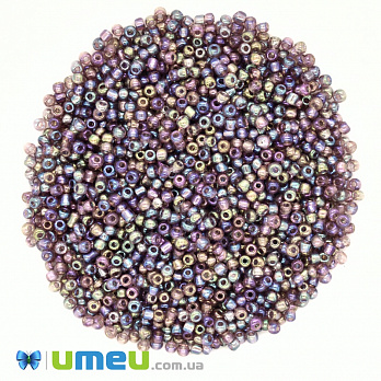 Бісер китайський середній, 8/0, Бузковий АВ прозорий, 3 мм (BIS-037666)