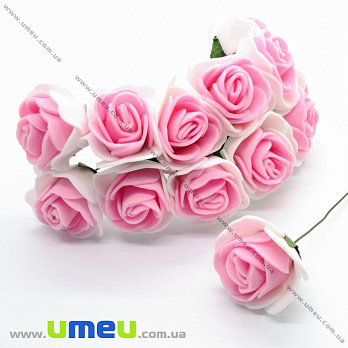Роза латексная, 25 мм, Розово-белая, 1 шт (DIF-015469)