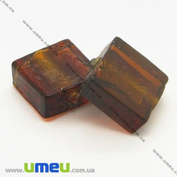 [Архів] Намистина Lampwork Квадратна, 12х12х6 мм, Темно-коричнева (BUS-003635)