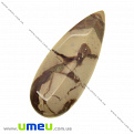 Подвеска из натурального камня без отверстия Капля граненая, Мукаит, 60х24 мм, 1 шт (POD-022149)
