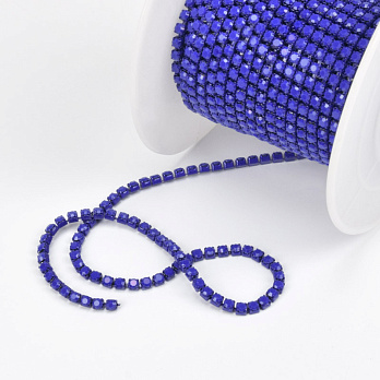 Стразовая цепь SS6 - 2,0 мм, Синяя, Стразы стеклянные синие (ZEP-061034)