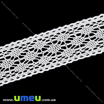 Мереживо бавовняне, 45 мм, Біле (LEN-029843)