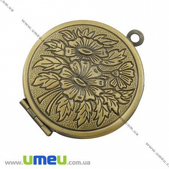 [Архів] Медальйон Круглий з квітами, Антична бронза, 32х27 мм (POD-003067)