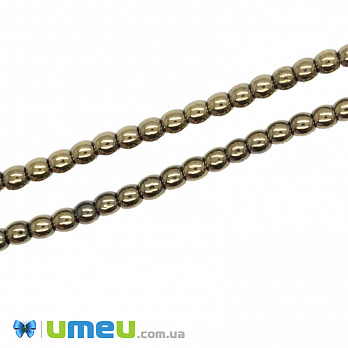 Намистини Пірит, Натур. камінь, 2 мм, Круглі (BUS-042653)