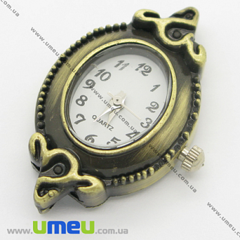 [Архив] Часы для браслетов овальные, Античная бронза, 34х20 мм, 1 шт (CLC-006166)