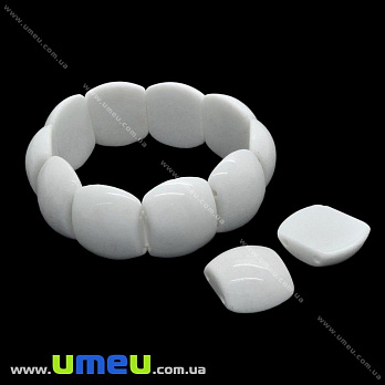 [Архів] Намистина натуральний камінь на два отвори Нефрит, 21х18х8 мм, Біла (BUS-027480)