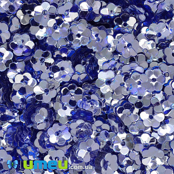 Пайетки Индия цветы, 6 мм, Синие, 5 г (PAI-041455)