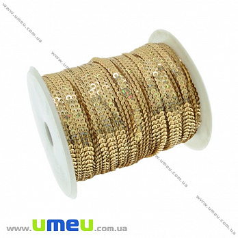 Паєтки Китай на ниті, 3 мм, Золотисті (PAI-031941)