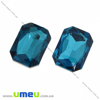 Ріволі скляний, Прямокутний гранований, 14х10 мм, Бірюзовий (KAB-021979)