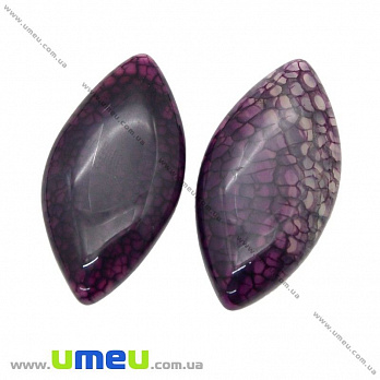 Кабошон нат. камень Агат Кракле фиолетовый, Лодочка, 40х20 мм, 1 шт (KAB-020300)