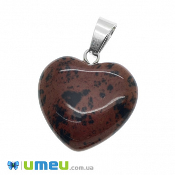 Подвеска Сердце из натурального камня, Обсидиан Махагоновый, 28х20 мм, 1 шт (POD-037524)
