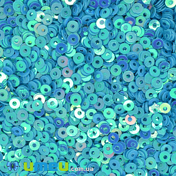 Пайетки Индия круглые плоские, 3 мм, Голубые АВ, 5 г (PAI-037635)