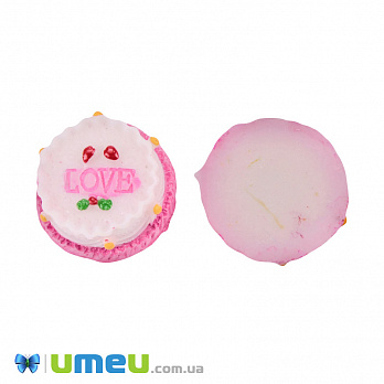Кабошон із полімерної глини, Тортик, 17 мм, Рожевий (DIF-050835)