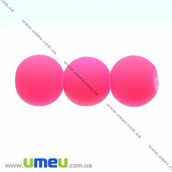 Бусина стеклянная НЕОН, 10 мм, Розовая флуоресцентная, 1 шт (BUS-007196)
