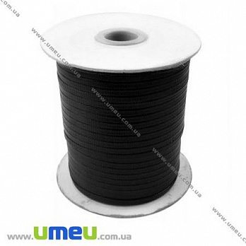 Полиэстеровый шнур плоский, Черный, 4 мм, 1 м (LEN-007056)