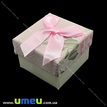 Подарочная коробочка Квадратная с узором под кольцо, 4,5х4,5х3,5 см, Розовая, 1 шт (UPK-023074)