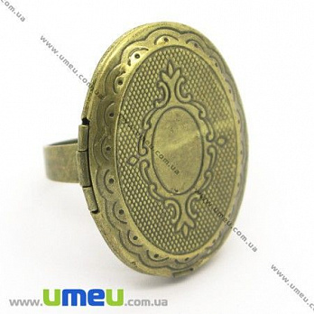 Кольцо-медальон 30х23 мм, Античная бронза, 1 шт (OSN-006497)