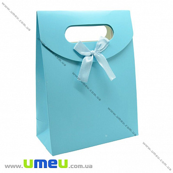 Подарунковий пакет на липучці, Блакитний, 16х12х6 см (UPK-020429)