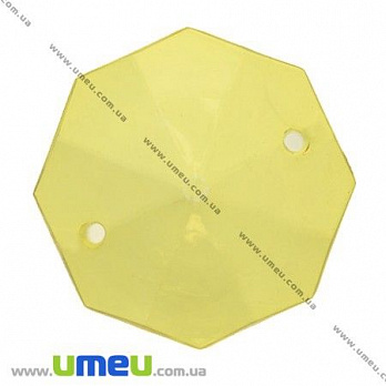 Бусина-коннектор акриловая, Восьмиугольник, 28х28 мм, Желтая, 1 шт (KAB-007455)