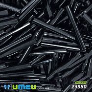 Бісер чеський Стеклярус 20 мм, №23980, Чорний натуральний (BIS-025501)